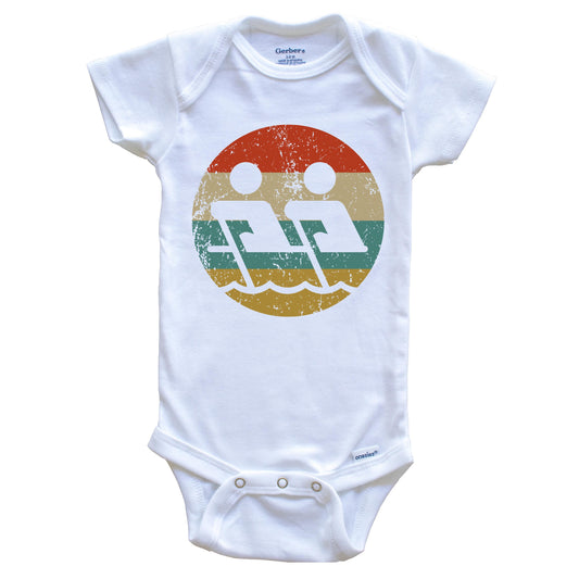 Rowing Vintage Retro Style Crew Circle Icon Baby Onesie