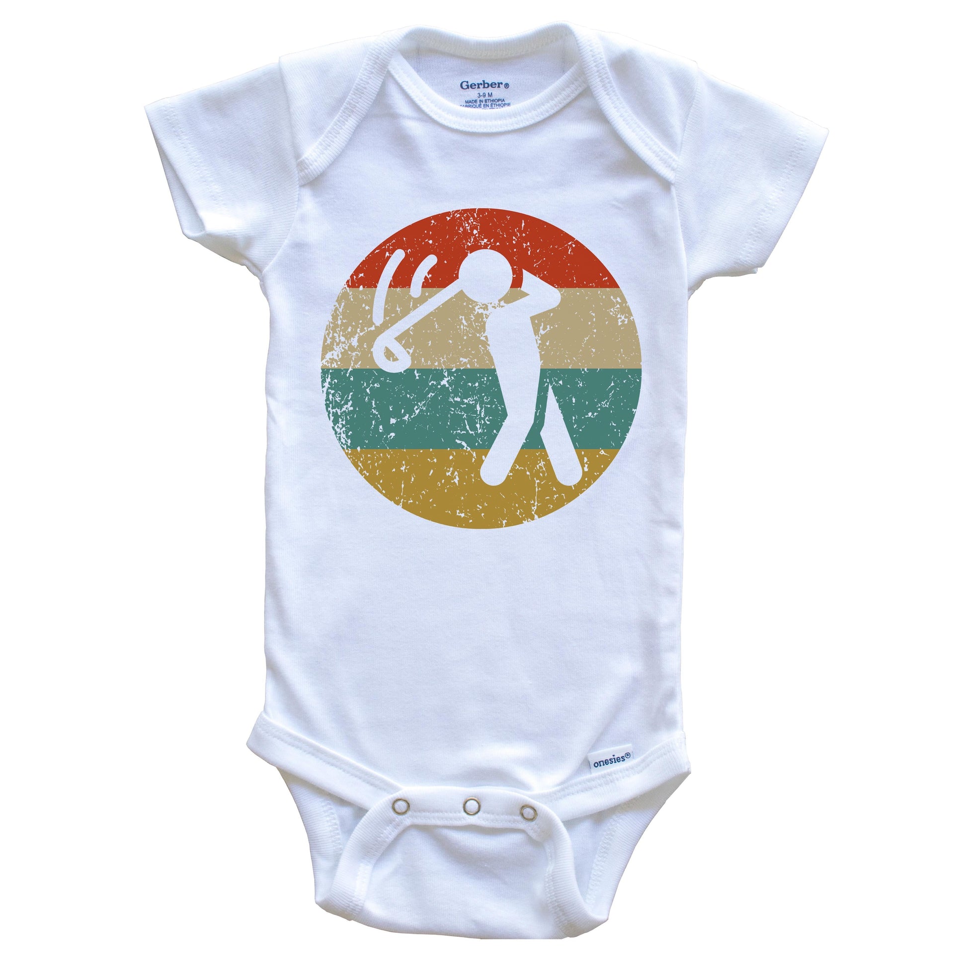 Golfer Vintage Retro Style Golf Circle Icon Baby Onesie