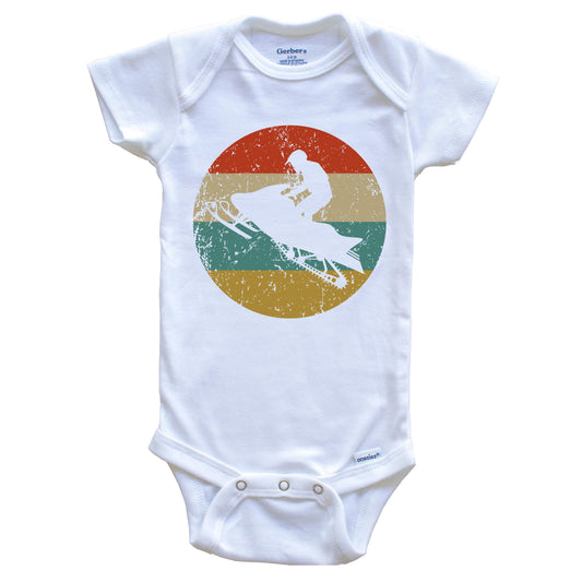 Snowmobile Vintage Retro Style Snowmobiling Circle Icon Baby Onesie