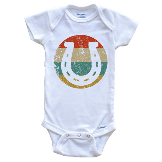 Horseshoe Vintage Retro Style Lucky Circle Icon Baby Onesie