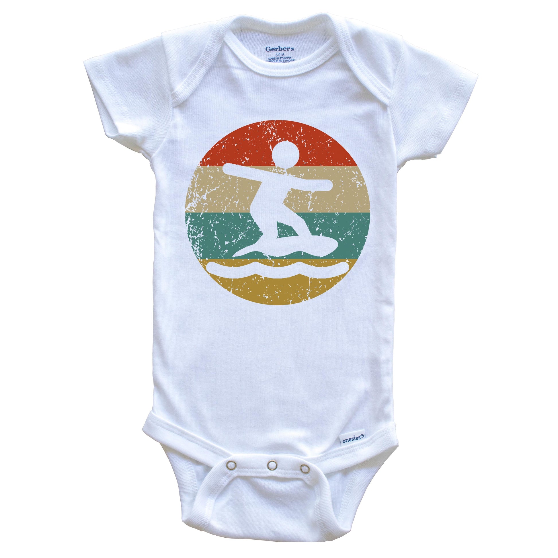 Skimboarding Vintage Retro Skimboarder Circle Icon Baby Onesie