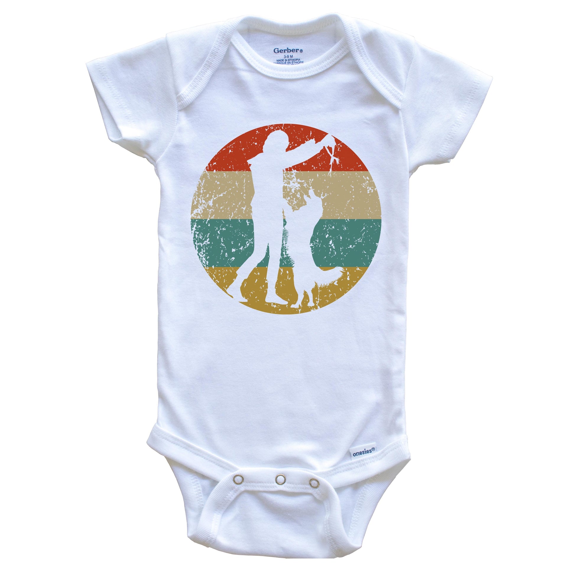 Dog Training Vintage Retro Animal Trainer Circle Icon Baby Onesie