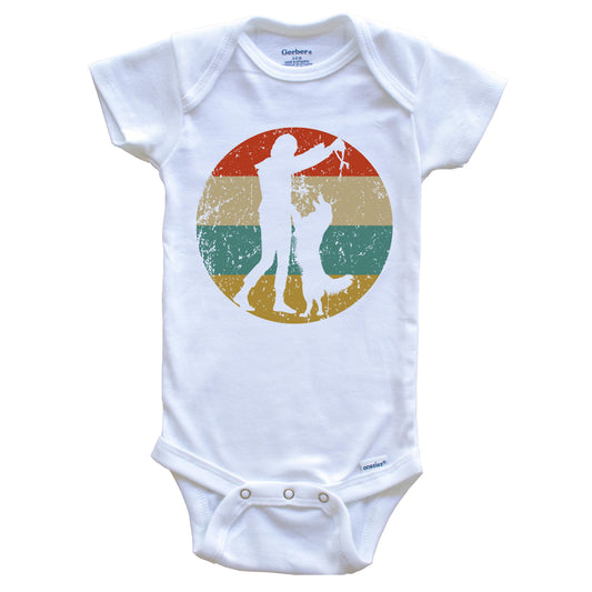 Dog Training Vintage Retro Animal Trainer Circle Icon Baby Onesie