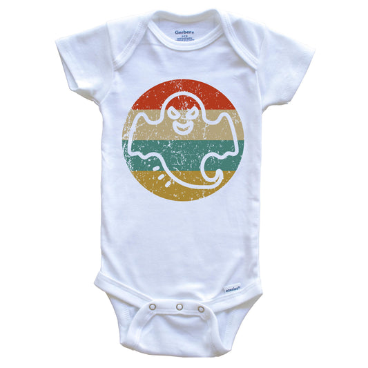 Halloween Vintage Retro Ghost Circle Icon Baby Onesie