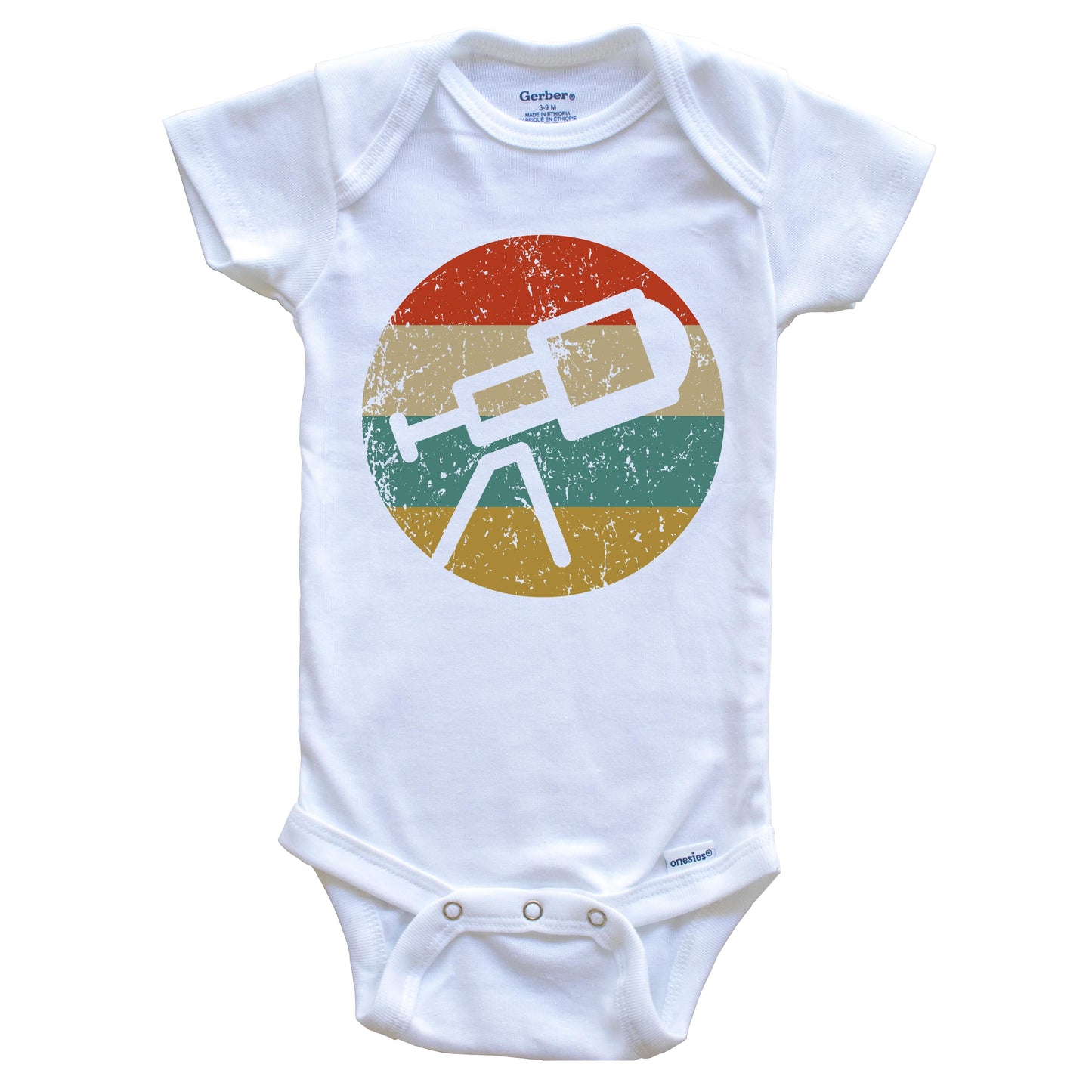 Space Science Astronomy Vintage Retro Telescope Circle Icon Baby Onesie