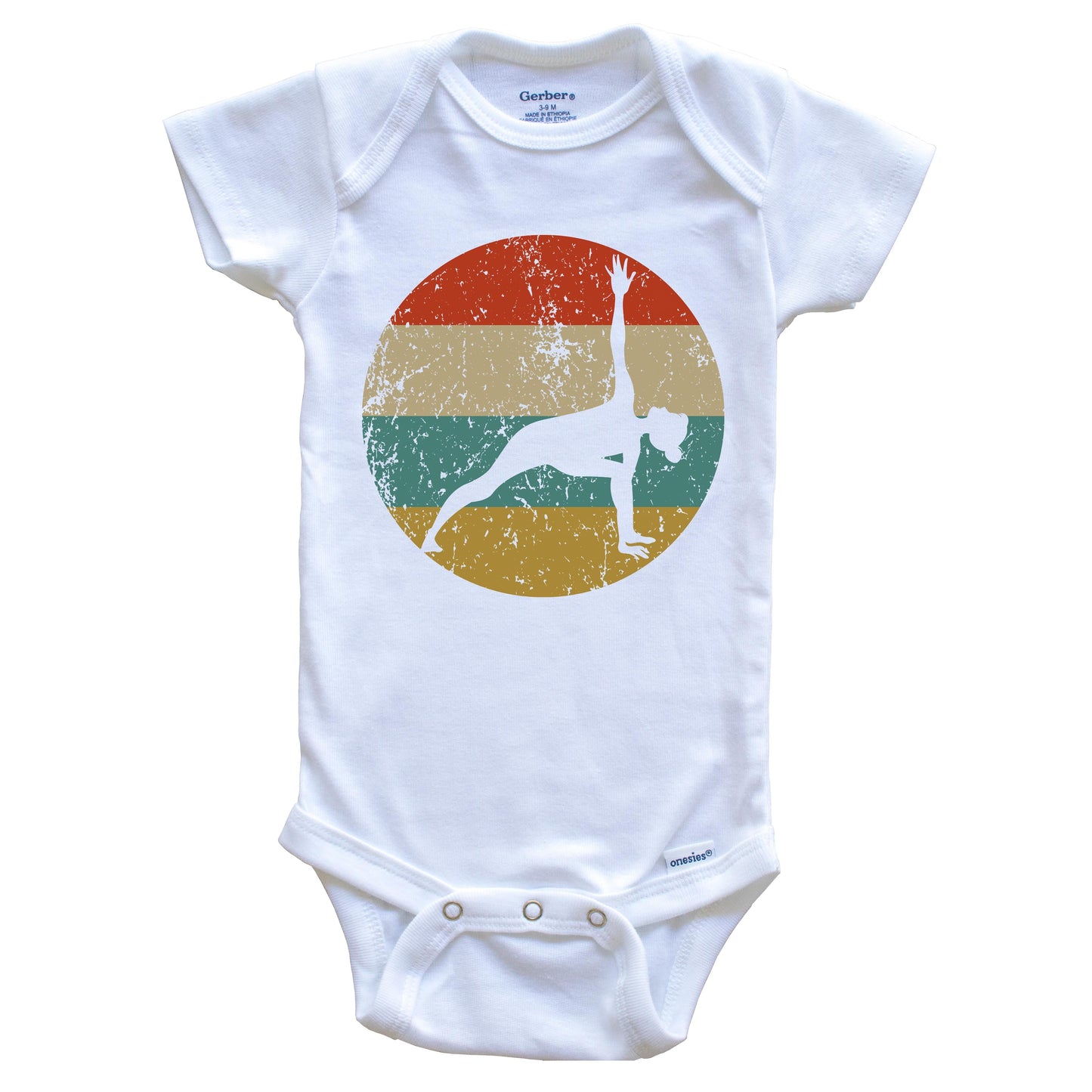 Yoga Vintage Retro Yoga Pose Circle Icon Baby Onesie