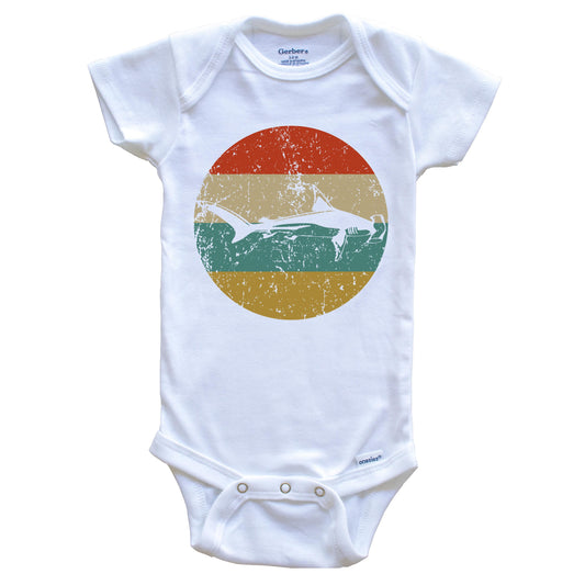 Great Hammerhead Shark Vintage Retro Shark Circle Icon Baby Onesie