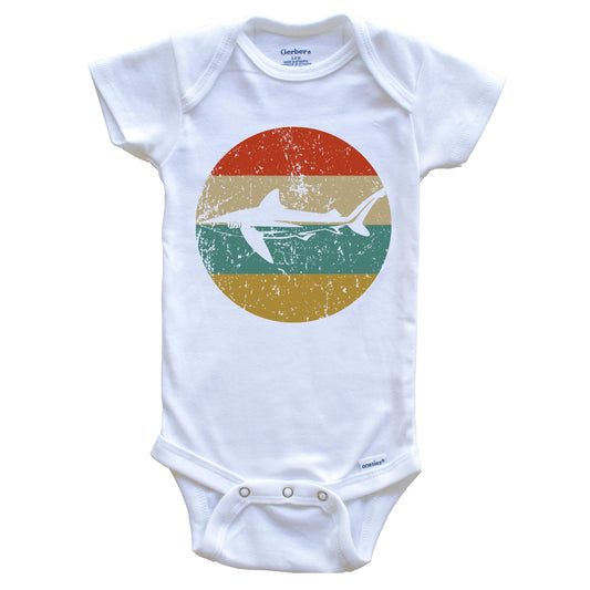 Tiger Shark Vintage Retro Shark Circle Icon Baby Onesie