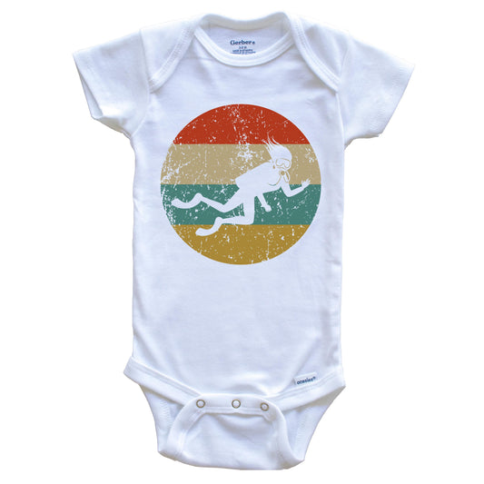 Scuba Diving Vintage Retro Scuba Diver Circle Icon Baby Onesie