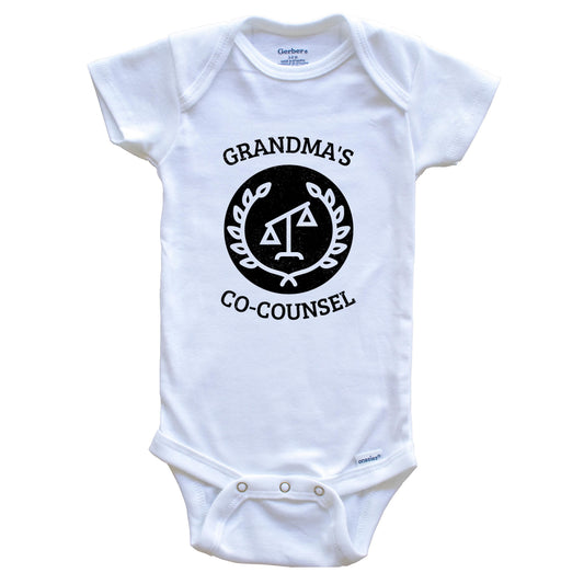 Grandma's Co-Counsel Scales of Justice Lawyer Funny Baby Onesie