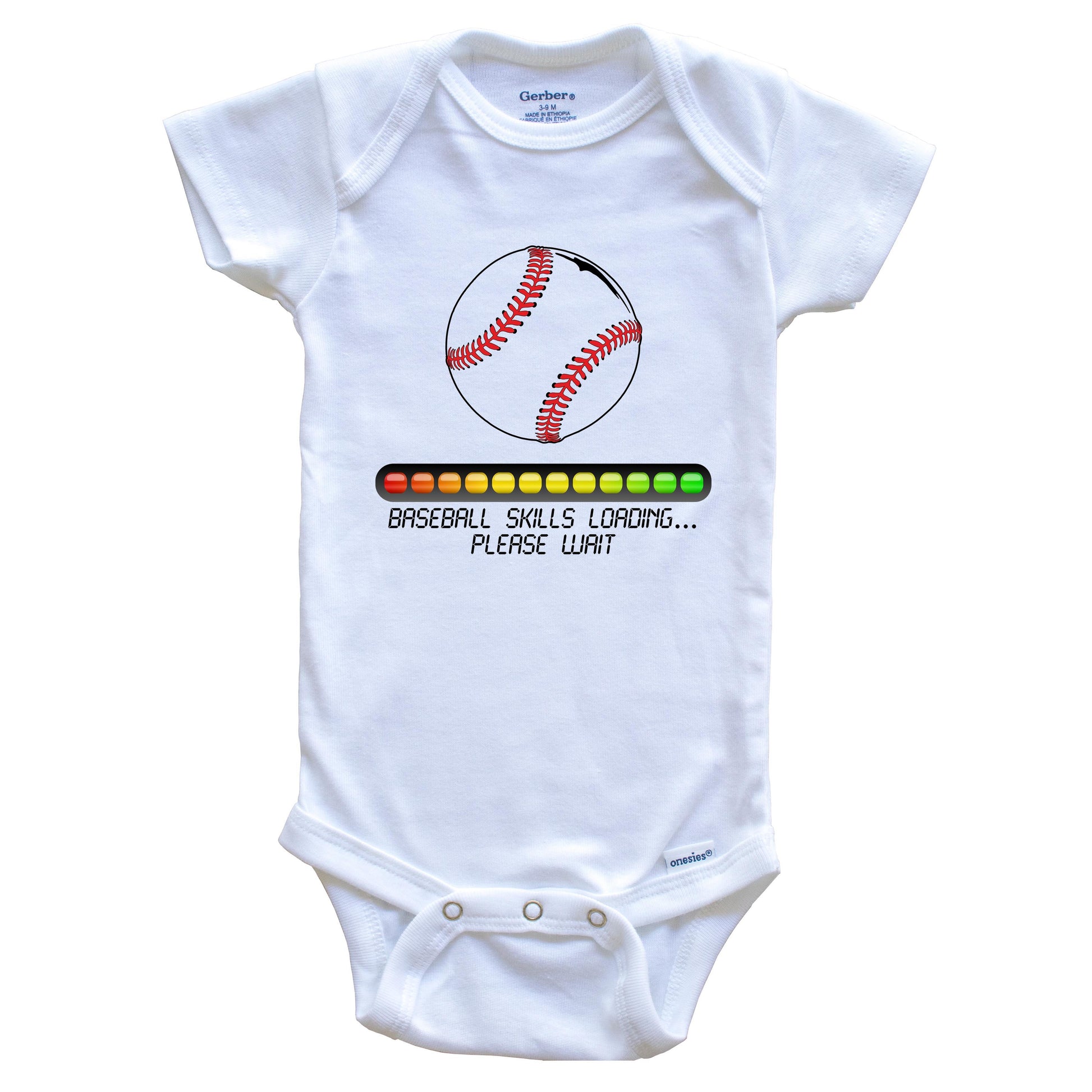 Baseball Skills Loading Please Wait Funny Baby Onesie