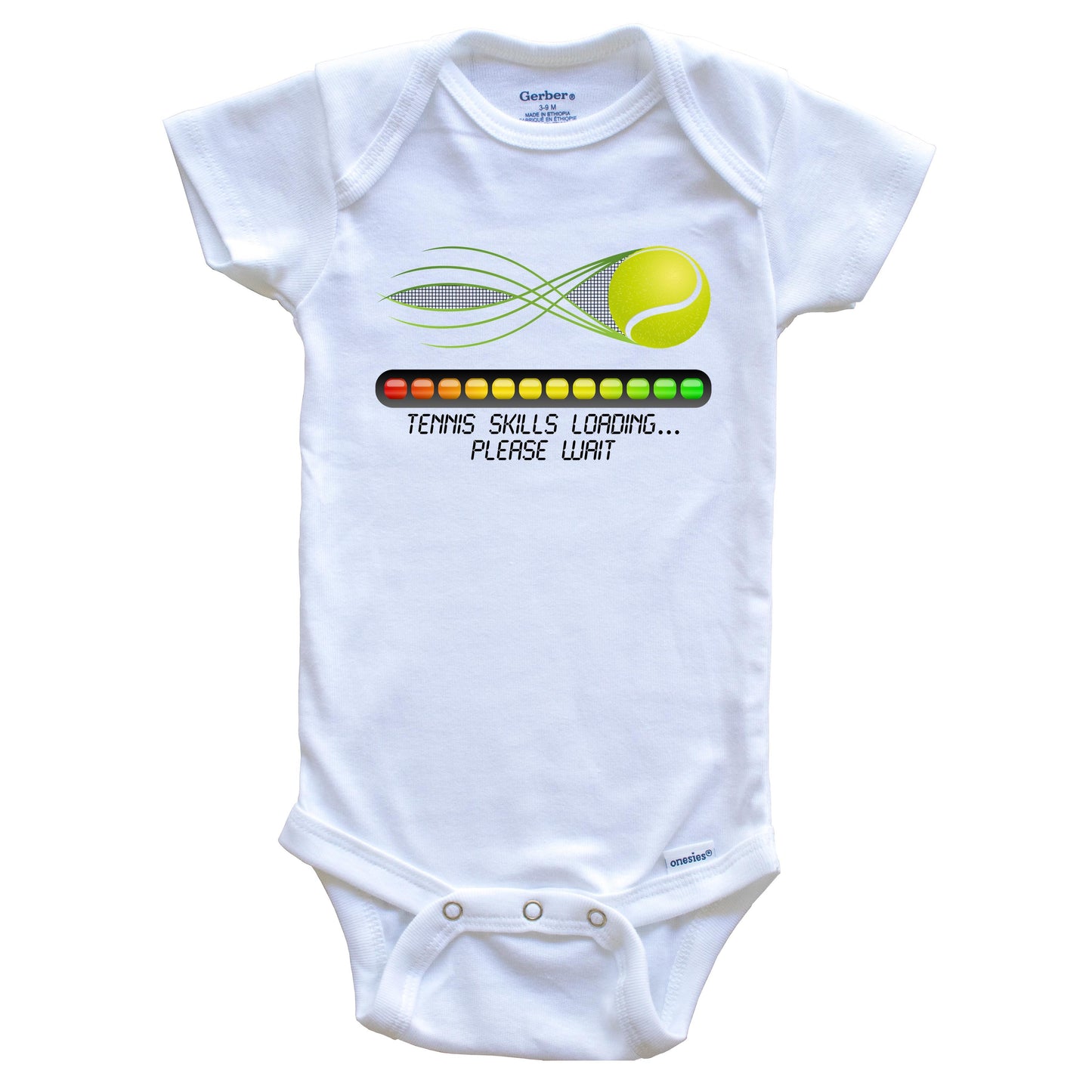 Tennis Skills Loading Please Wait Funny Baby Onesie