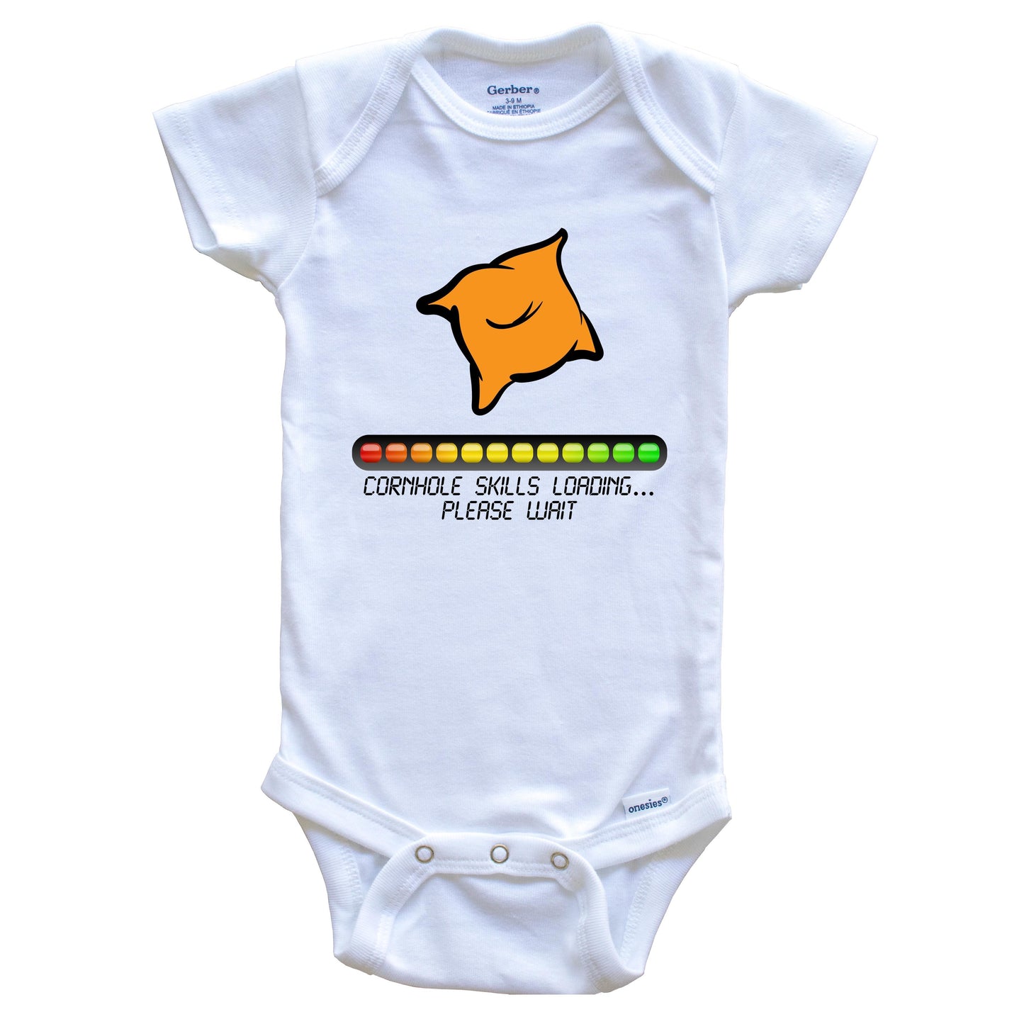 Cornhole Skills Loading Please Wait Funny Baby Onesie