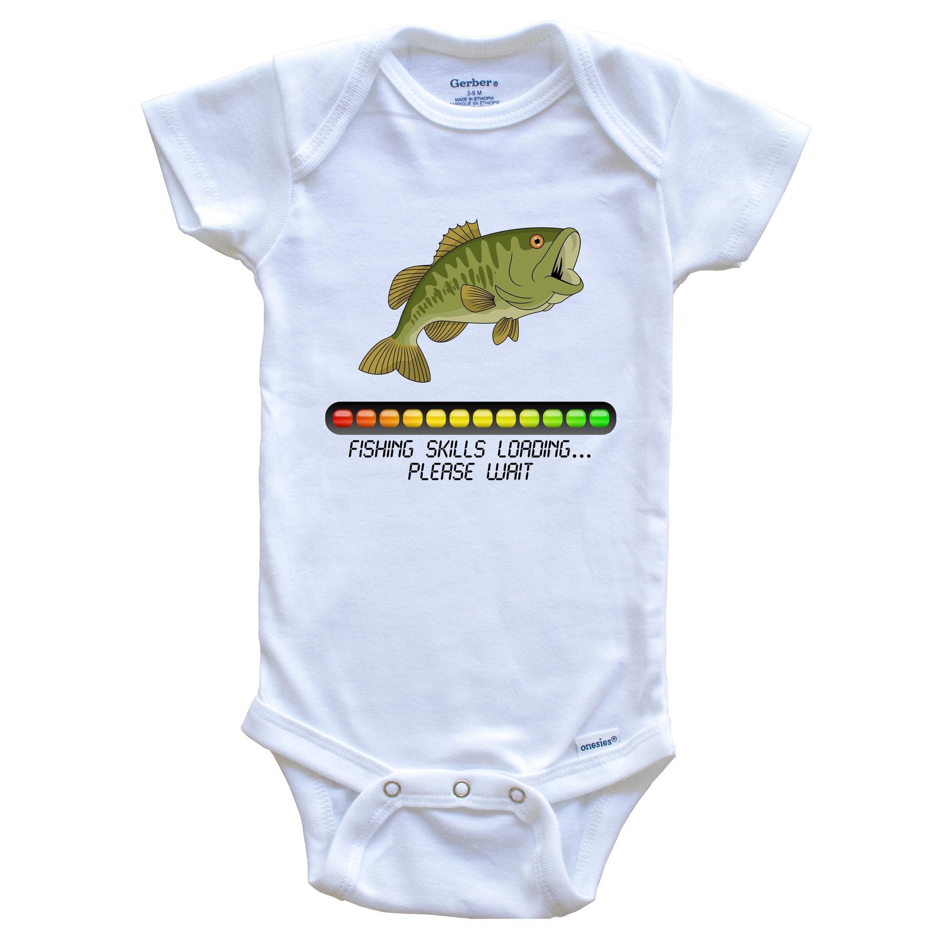 Fishing Skills Loading Please Wait Funny Baby Onesie