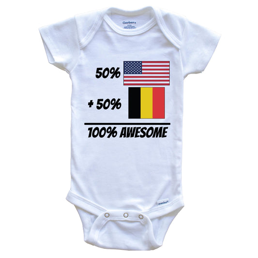 50% American Plus 50% Belgian Equals 100% Awesome Cute Belgium Flag Baby Onesie