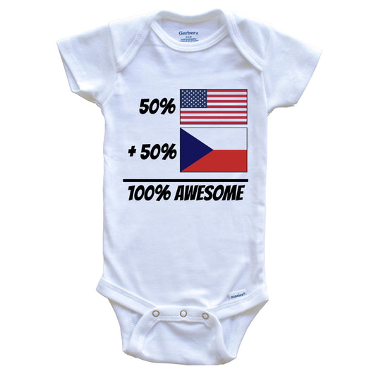 50% American Plus 50% Czech Equals 100% Awesome Cute Czech Republic Flag Baby Onesie