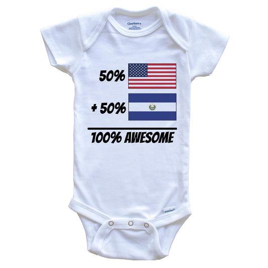 50% American Plus 50% Salvadoran Equals 100% Awesome Cute El Salvador Flag Baby Onesie