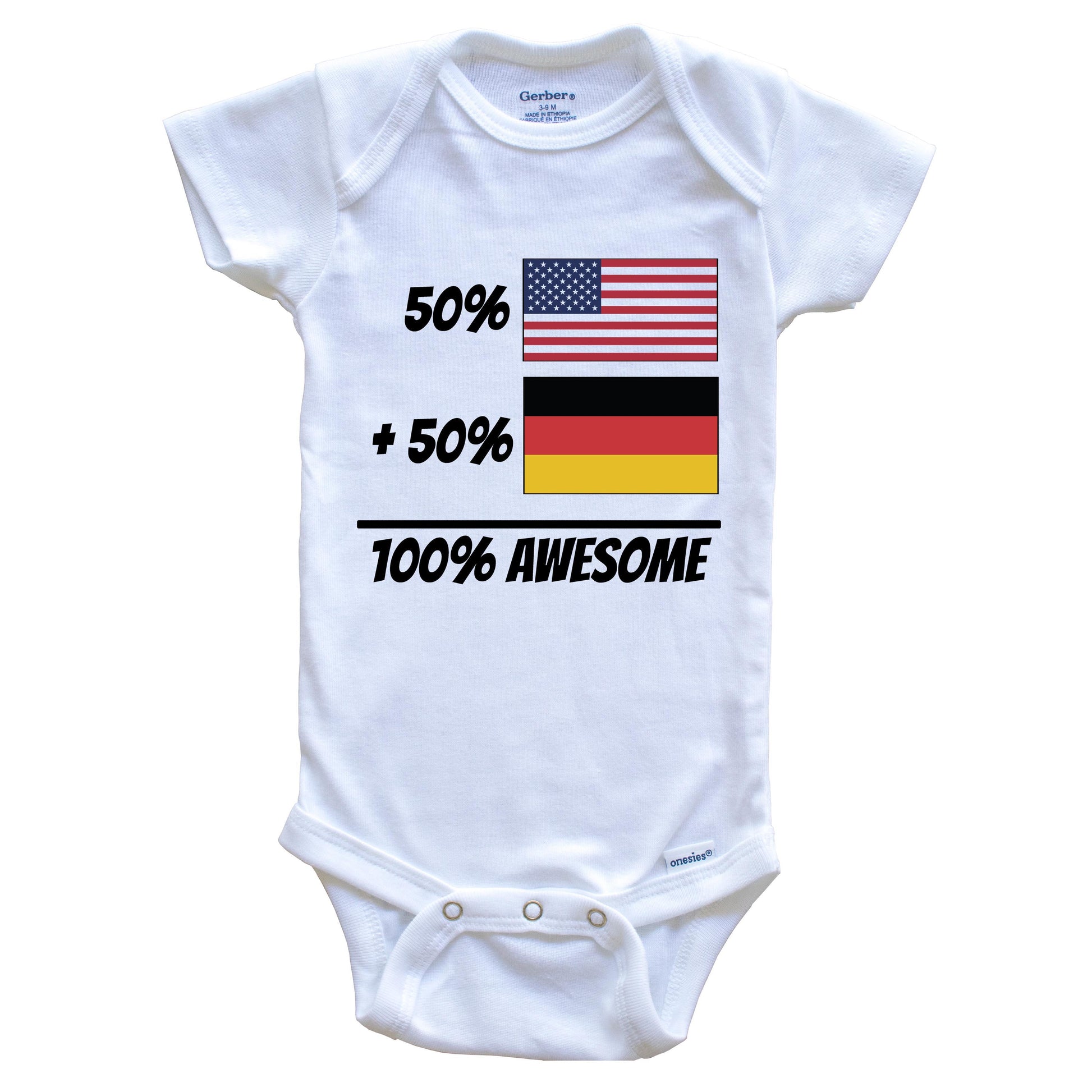 50% American Plus 50% German Equals 100% Awesome Cute Germany Flag Baby Onesie