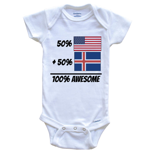 50% American Plus 50% Icelandic Equals 100% Awesome Cute Iceland Flag Baby Onesie