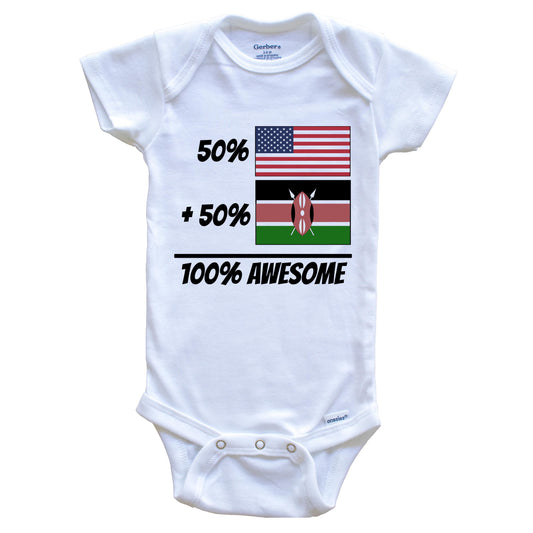 50% American Plus 50% Kenyan Equals 100% Awesome Cute Kenya Flag Baby Onesie