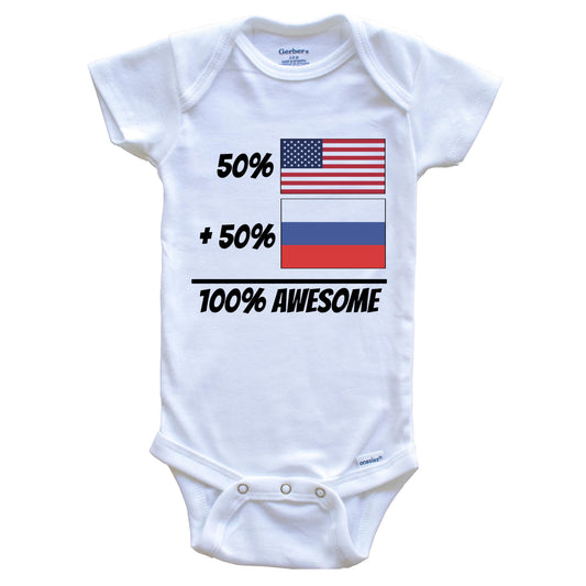 50% American Plus 50% Russian Equals 100% Awesome Cute Russia Flag Baby Onesie