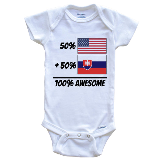 50% American Plus 50% Slovakian Equals 100% Awesome Cute Slovakia Flag Baby Onesie
