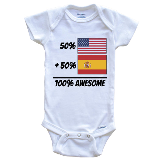 50% American Plus 50% Spanish Equals 100% Awesome Cute Spain Flag Baby Onesie