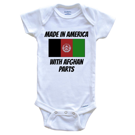 Made In America With Afghan Parts Afghanistan Flag Funny Baby Onesie