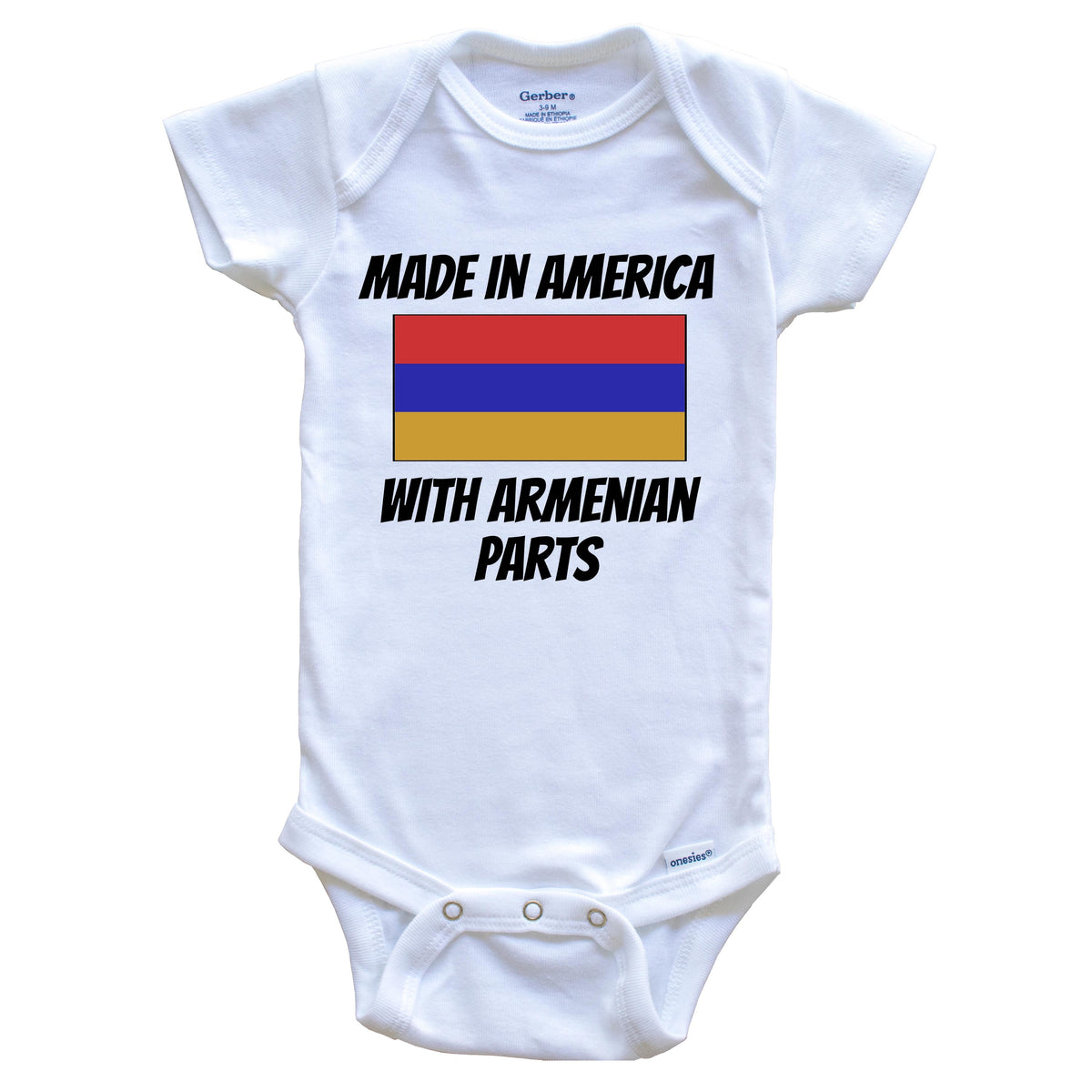 Made In America With Armenian Parts Armenia Flag Funny Baby Onesie