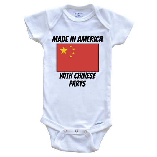 Made In America With Chinese Parts China Flag Funny Baby Onesie