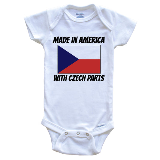 Made In America With Czech Parts Czech Republic Flag Funny Baby Onesie