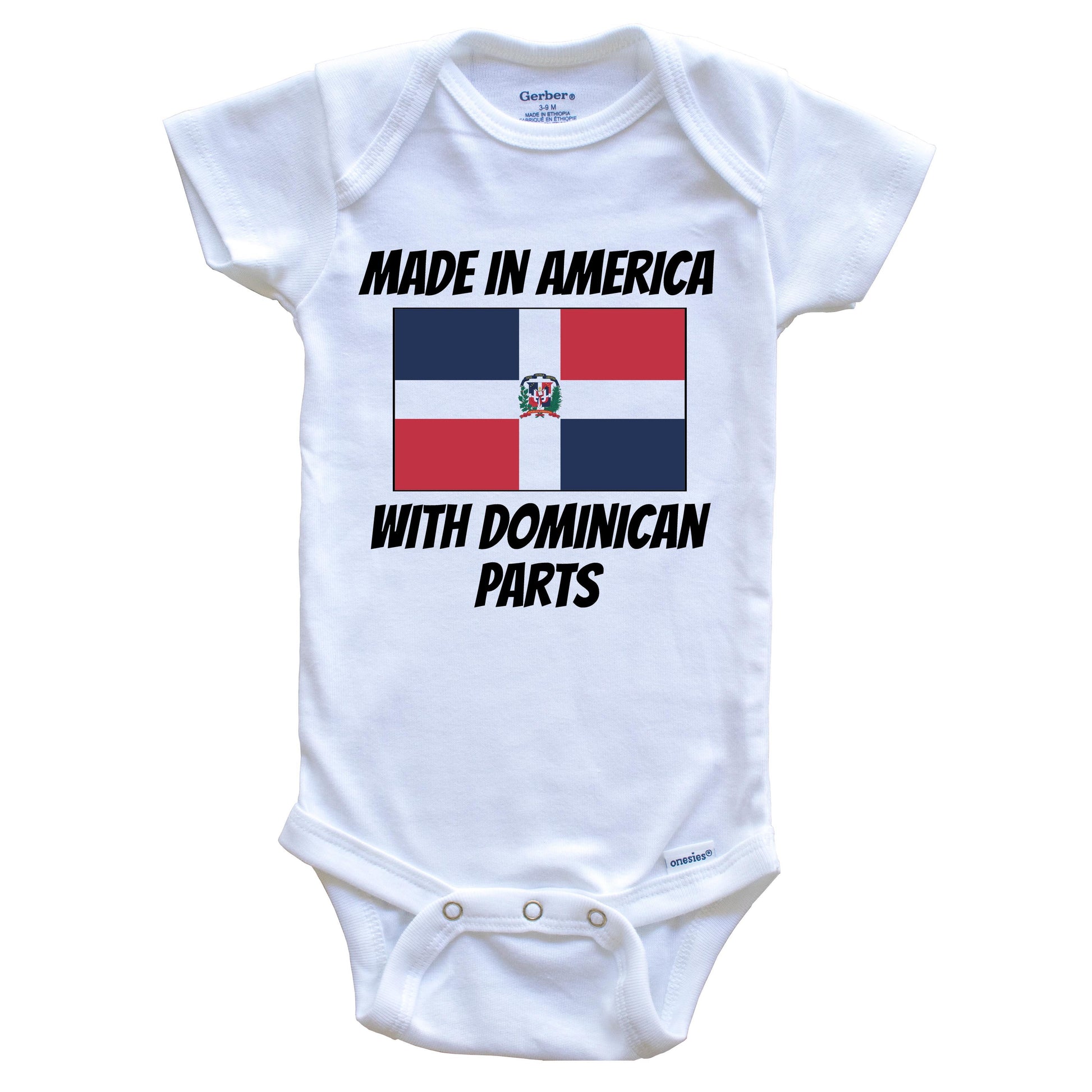 Made In America With Dominican Parts Dominican Republic Flag Funny Baby Onesie