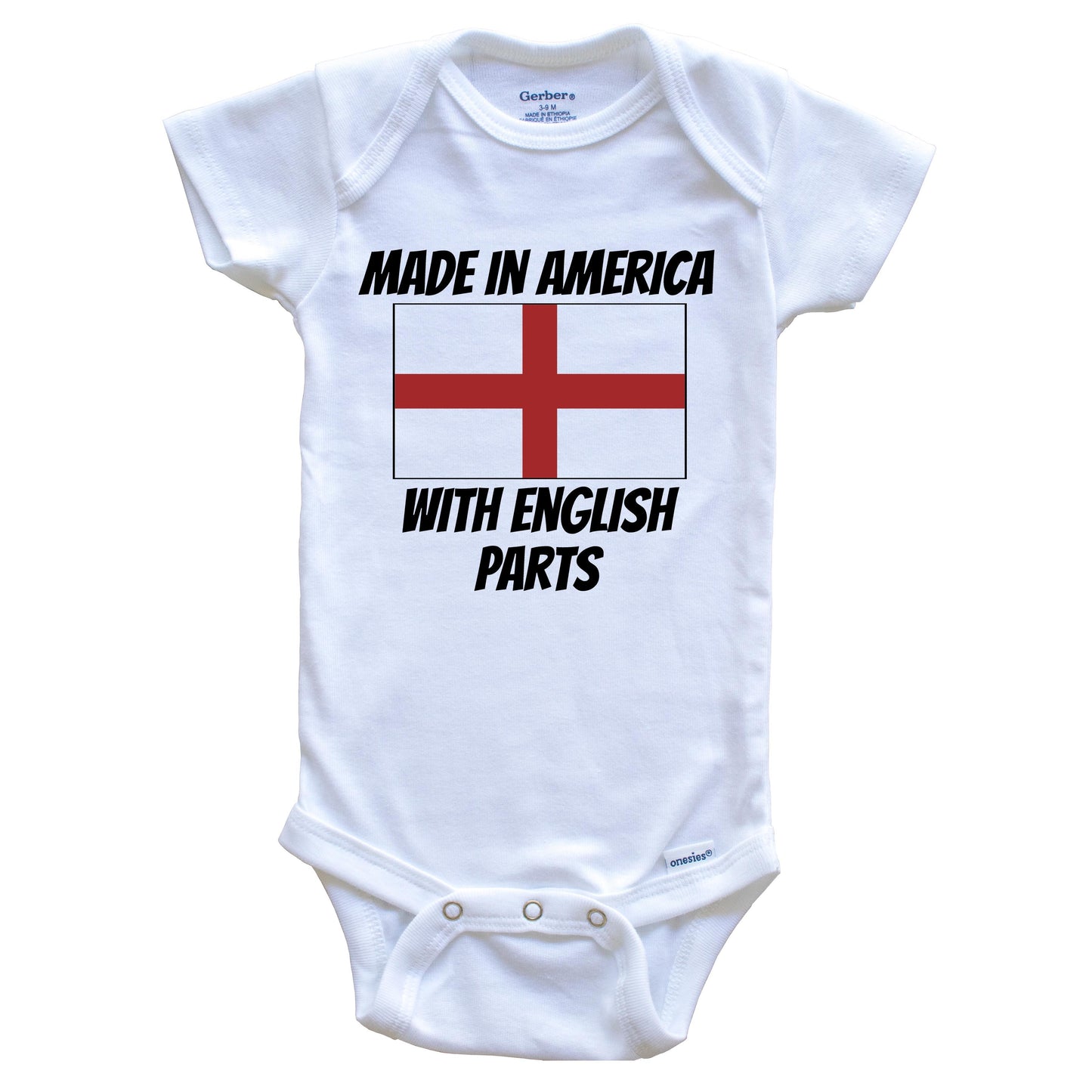 Made In America With English Parts England Flag Funny Baby Onesie
