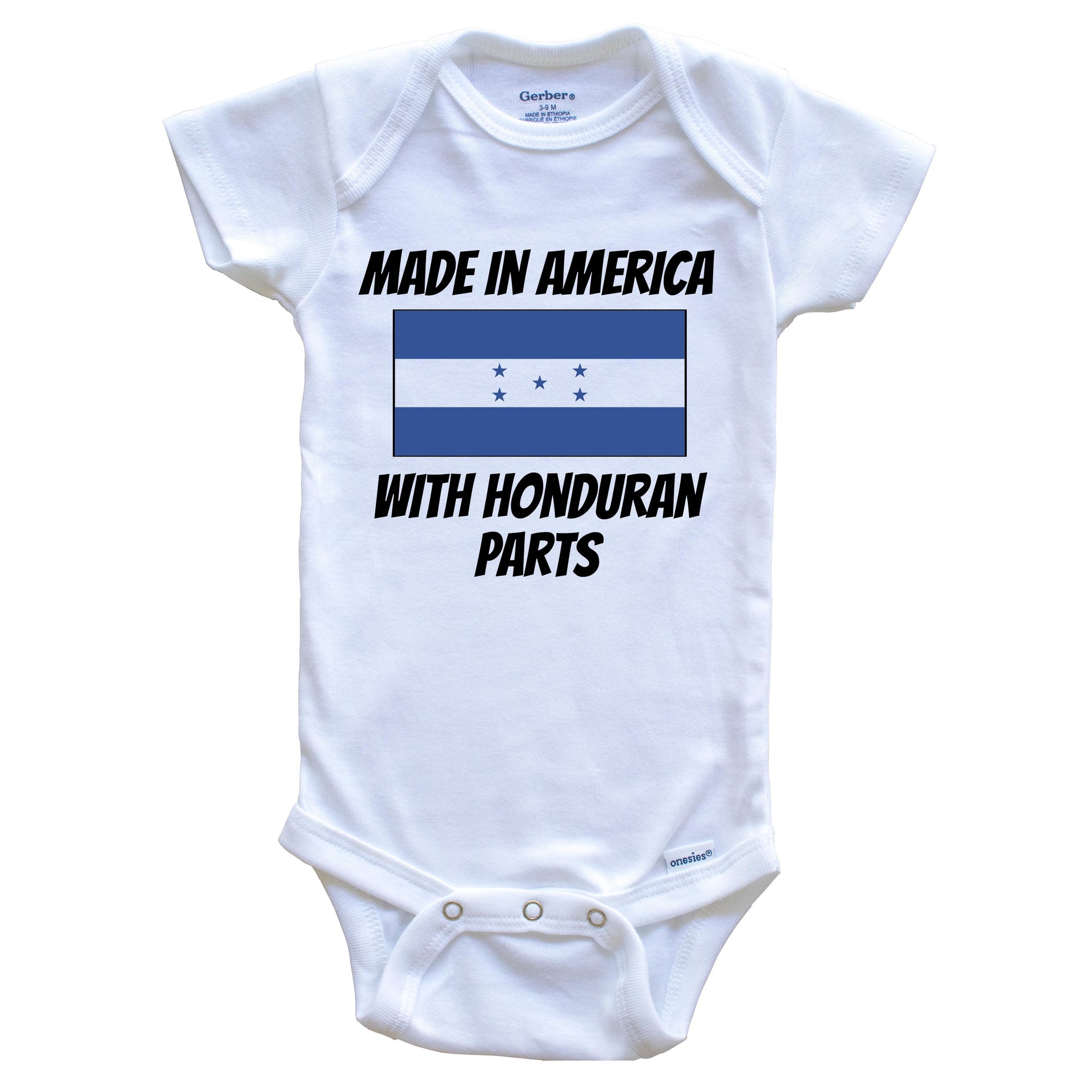 Made In America With Honduran Parts Honduras Flag Funny Baby Onesie