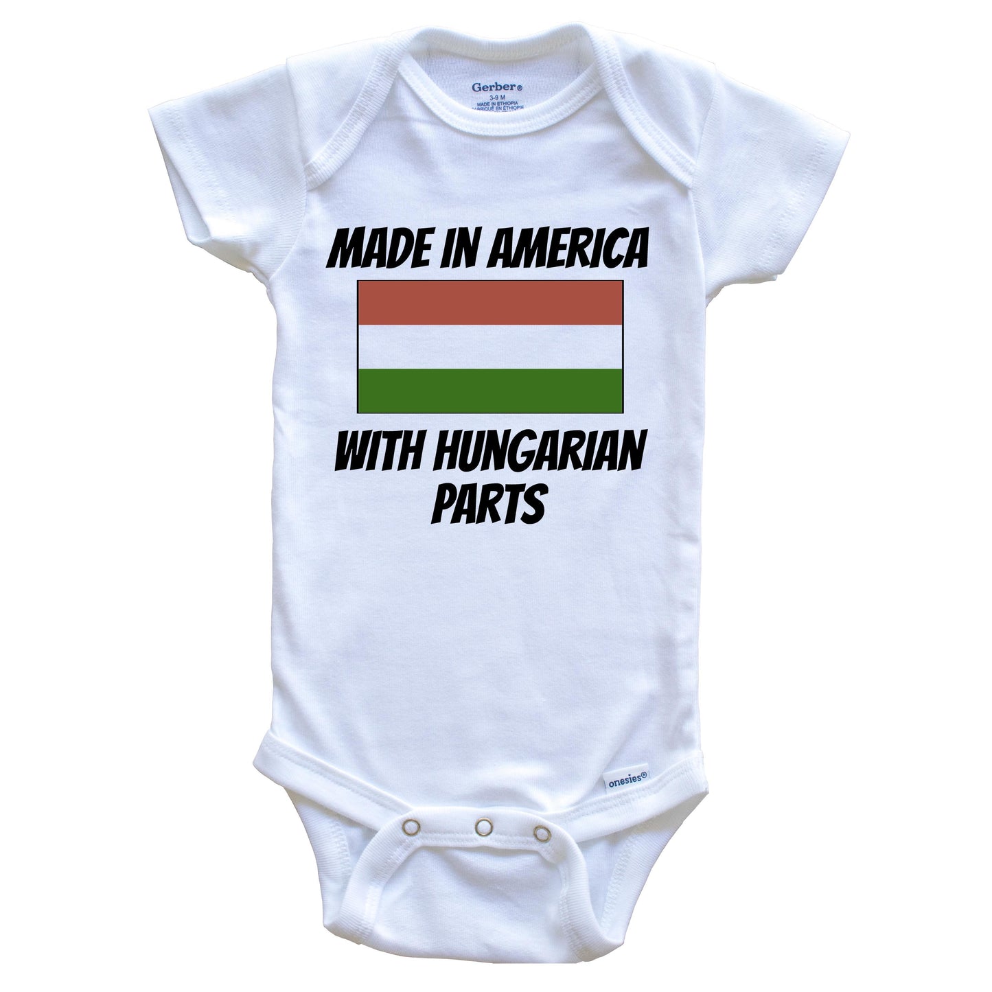 Made In America With Hungarian Parts Hungary Flag Funny Baby Onesie