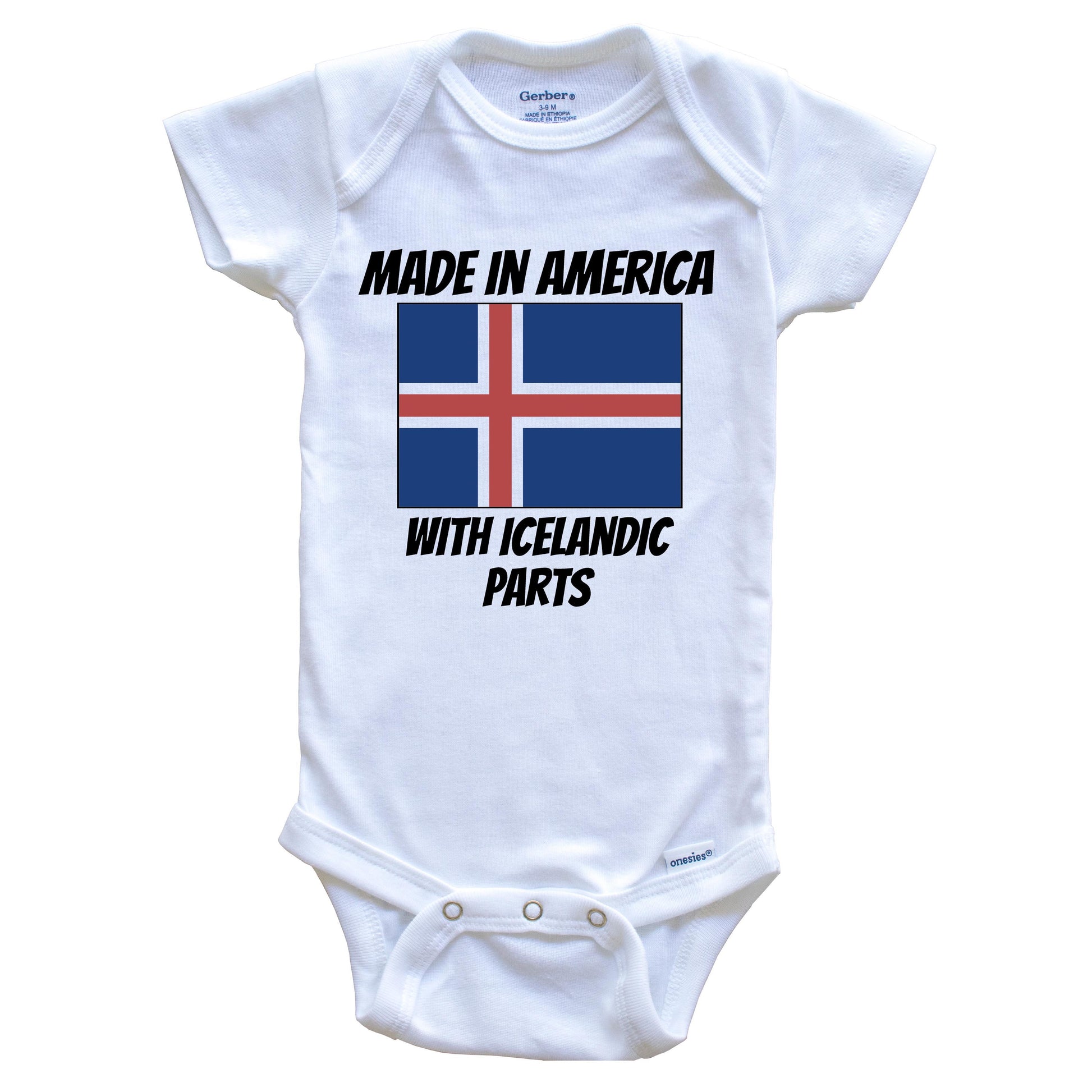 Made In America With Icelandic Parts Iceland Flag Funny Baby Onesie