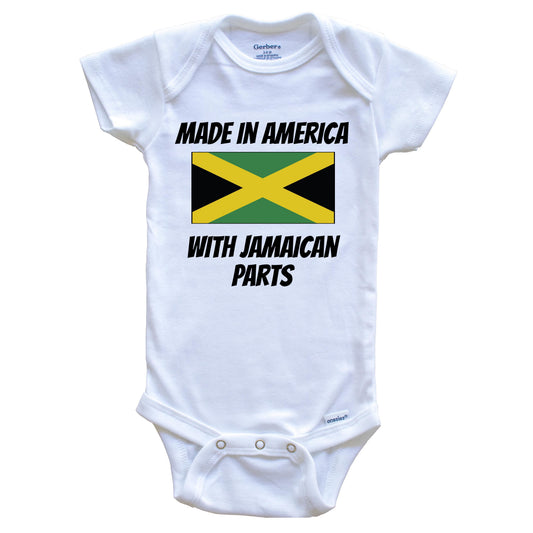 Made In America With Jamaican Parts Jamaica Flag Funny Baby Onesie