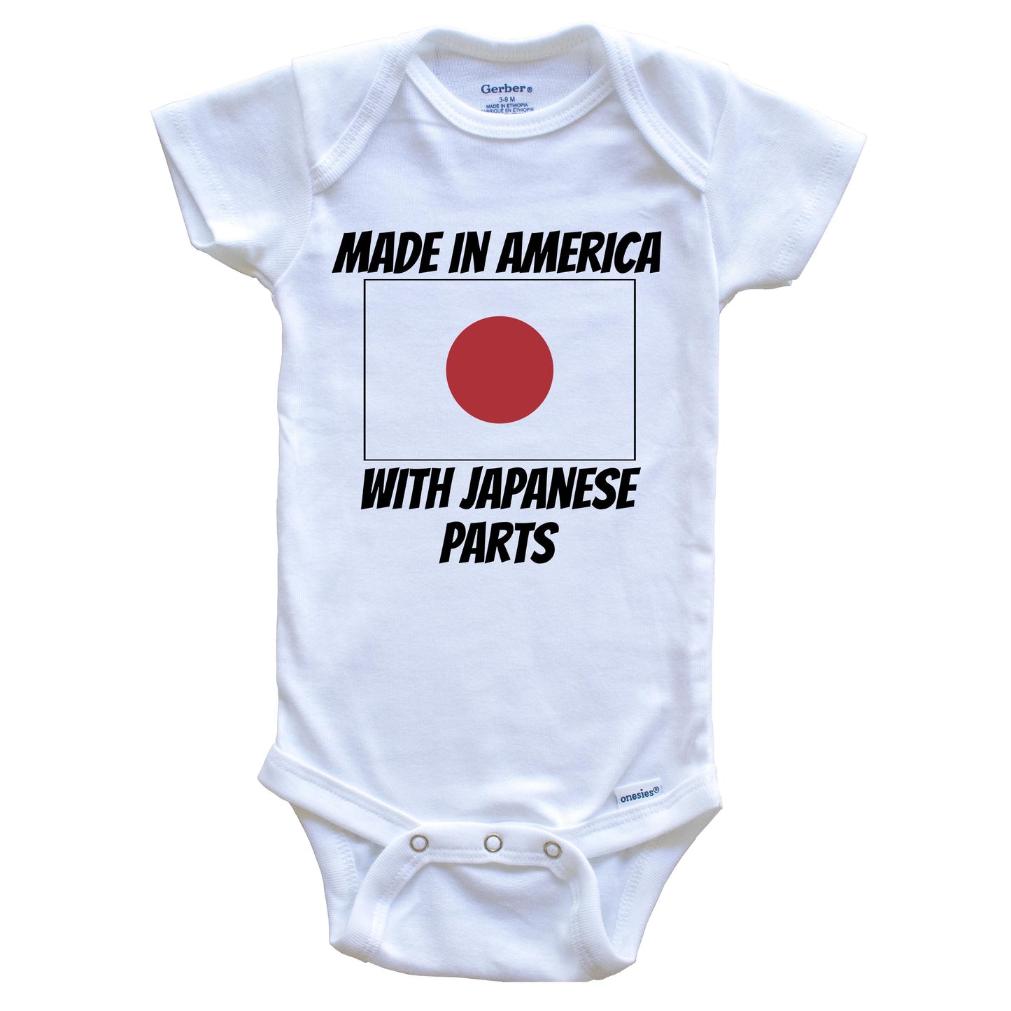 Made In America With Japanese Parts Japan Flag Funny Baby Onesie