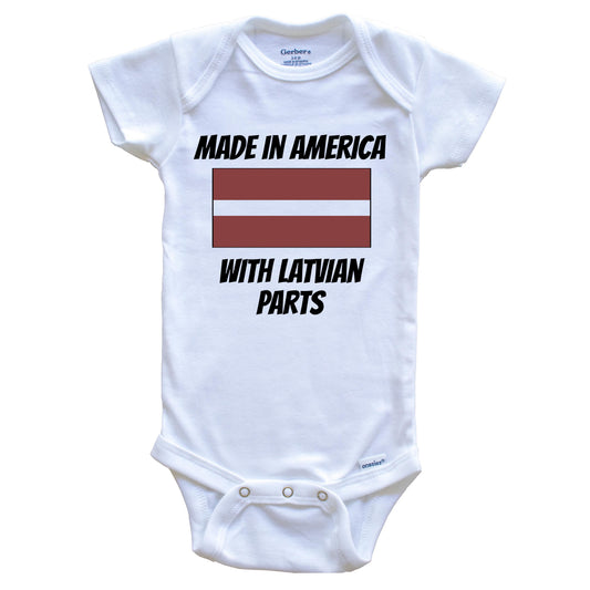 Made In America With Latvian Parts Latvia Flag Funny Baby Onesie