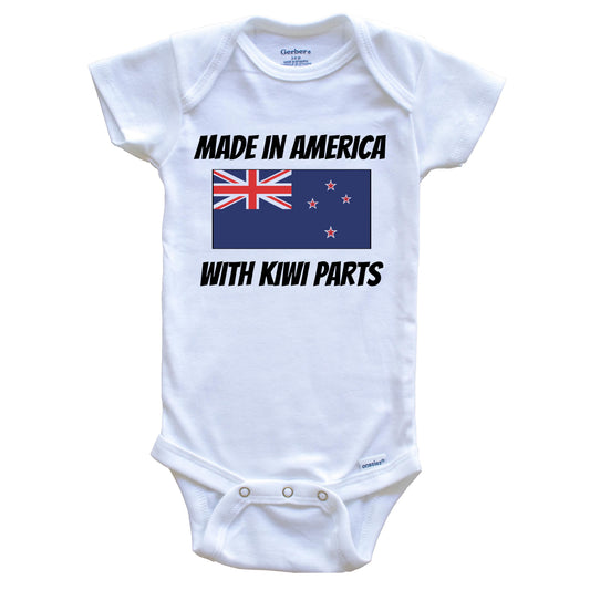 Made In America With Kiwi Parts New Zealand Flag Funny Baby Onesie