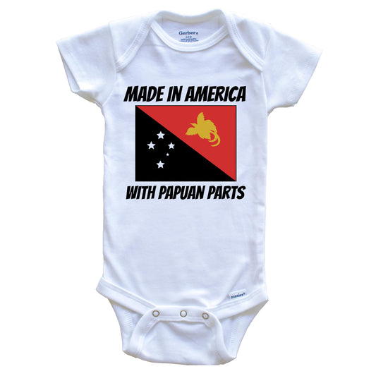 Made In America With Papuan Parts Papua New Guinea Flag Funny Baby Onesie