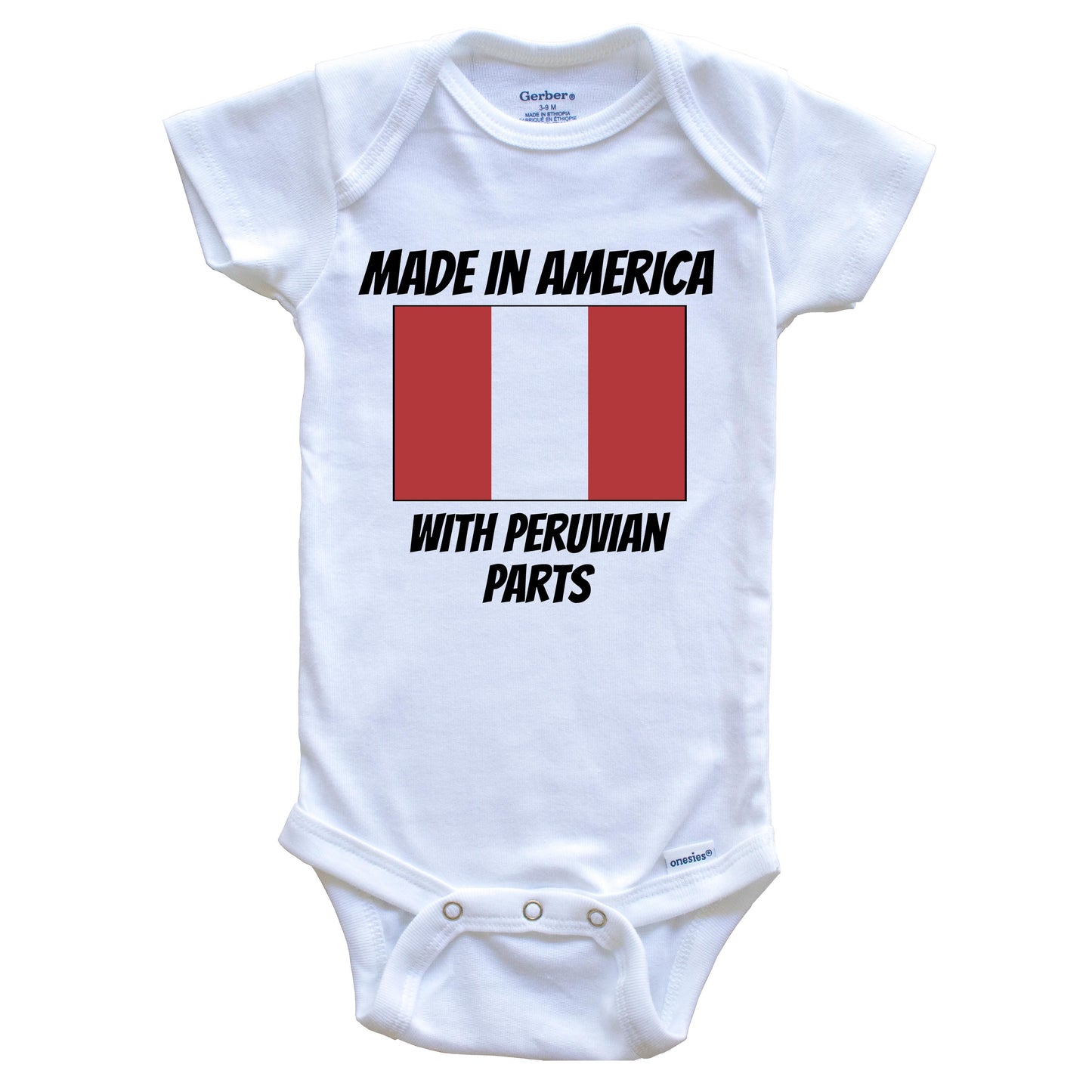 Made In America With Peruvian Parts Peru Flag Funny Baby Onesie