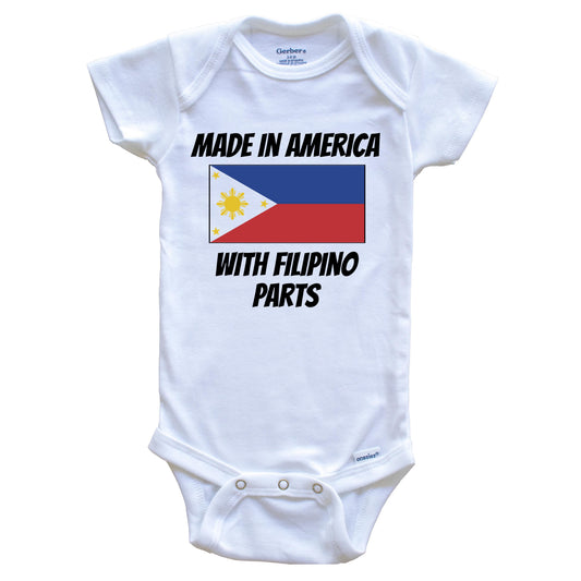 Made In America With Filipino Parts Philippines Flag Funny Baby Onesie