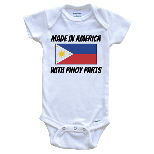 Made In America With Pinoy Parts Philippines Flag Funny Baby Onesie
