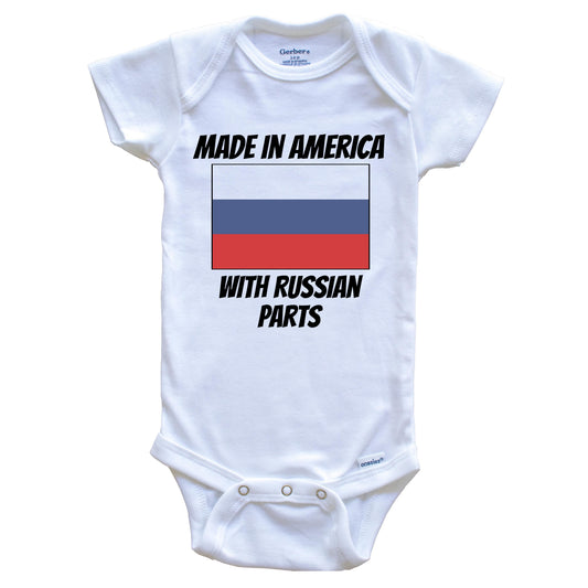 Made In America With Russian Parts Russia Flag Funny Baby Onesie
