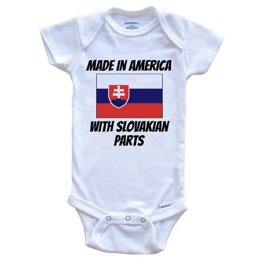 Made In America With Slovakian Parts Slovakia Flag Funny Baby Onesie