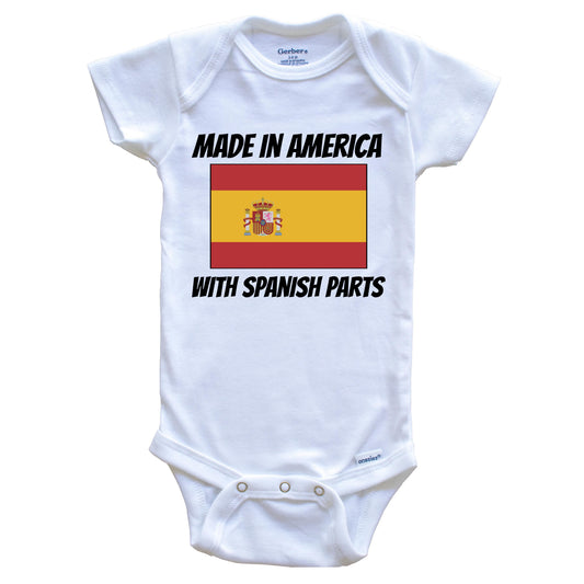 Made In America With Spanish Parts Spain Flag Funny Baby Onesie