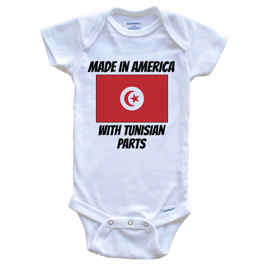 Made In America With Tunisian Parts Tunisia Flag Funny Baby Onesie