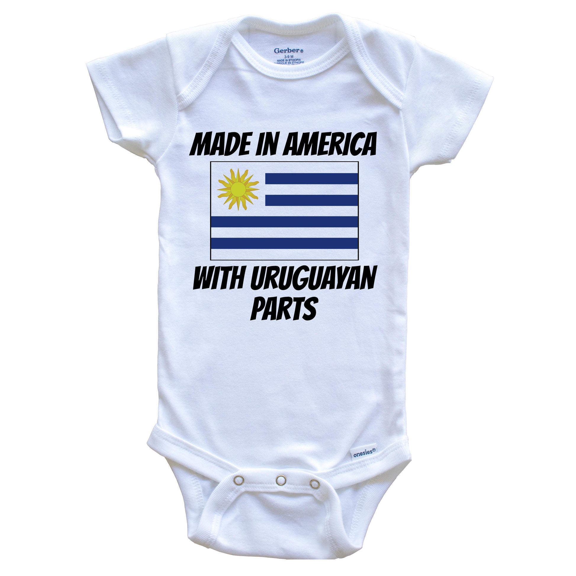 Made In America With Uruguayan Parts Uruguay Flag Funny Baby Onesie