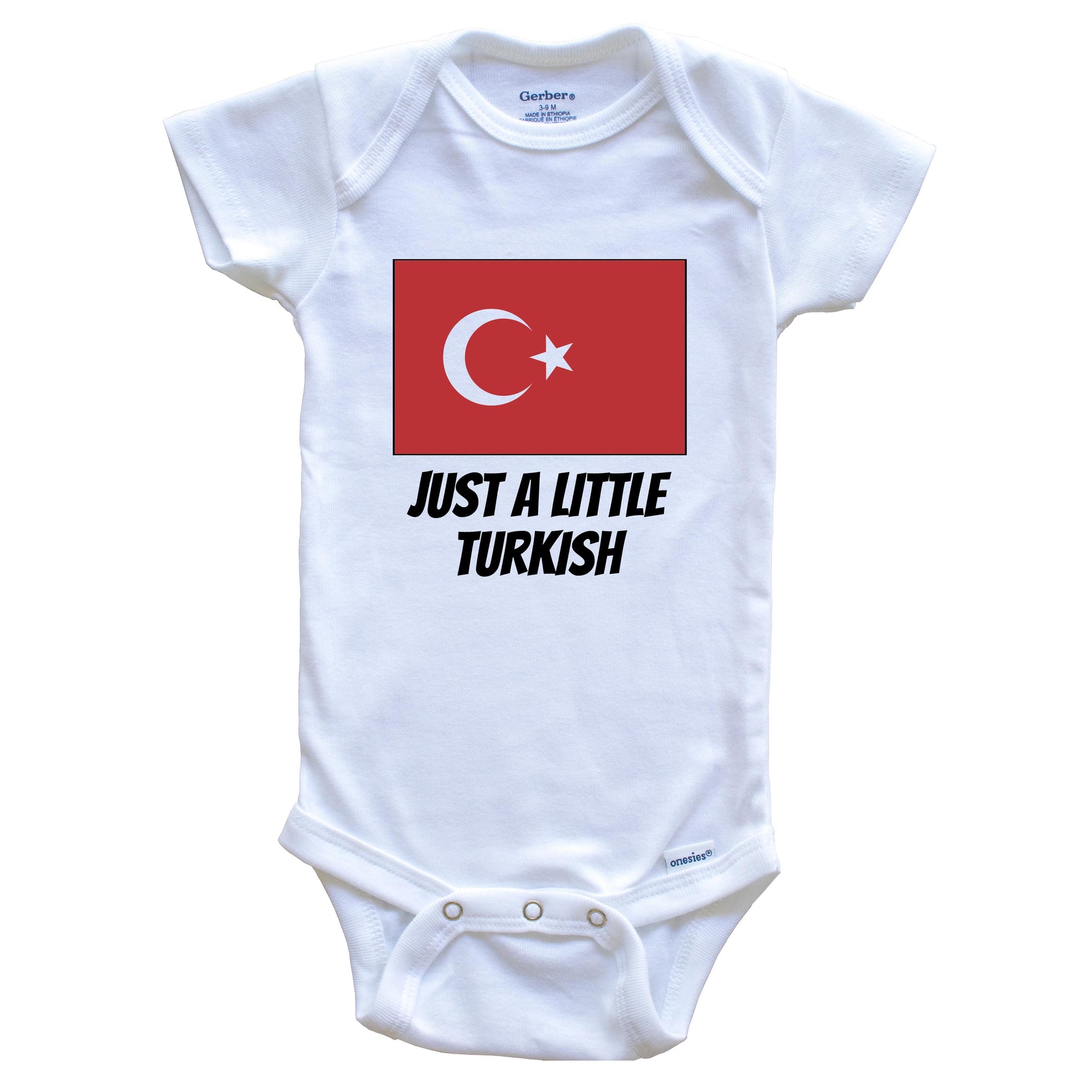 Just A Little Turkish Cute Turkey Flag Baby Onesie